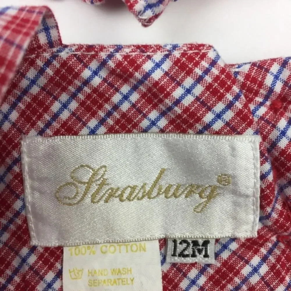 Strasburg Red White Blue Plaid 2 Piece Star Dress Set 12 Months